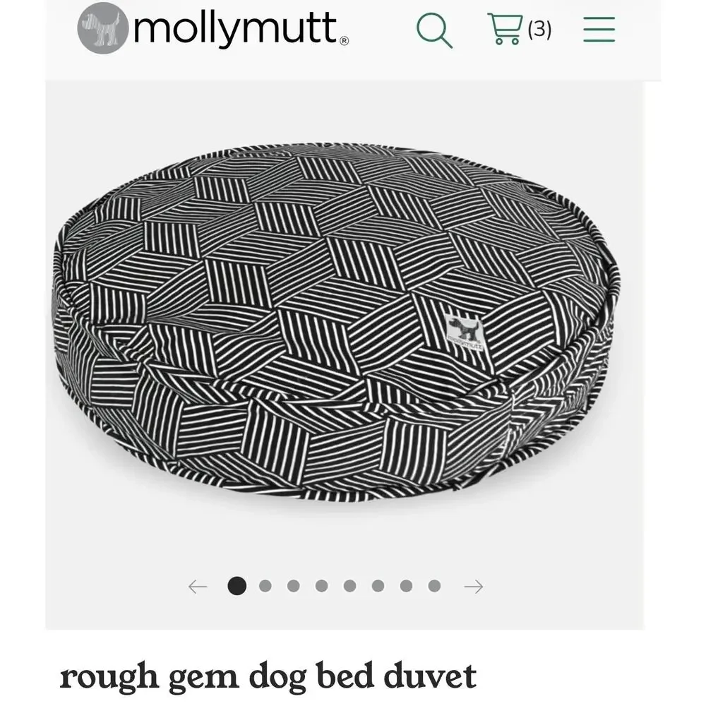 Molly Mutt Rough Gem 42” Round Dog Bed Duvet + Stuff Sack Navy White New